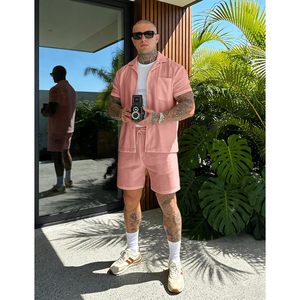 FOXA <b>Men's</b> 2 Piece Short Set Striped Cotton Button Down <b>Shirt</b> & Shorts Breathable Casual Summer <b>Beach</b> Outfit - Product Image 4