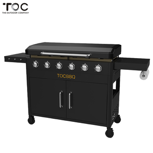 Parrilla de barbacoa de Gas para exteriores de acero laminado en frío Parrilla de gas con carrito de barbacoa de 6 quemadores con estante de calentamiento y estante lateral - Product Image 1