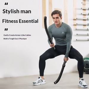 Corde <span class=keywords><strong>de</strong></span> combat professionnelle 2-en-1 sans fil, bâton d'entraînement <span class=keywords><strong>de</strong></span> gym intégré, durable et portable en acier inoxydable - Product Image 2