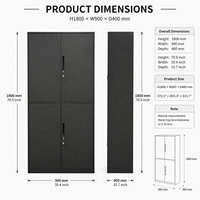 Archivador de Oficina de Acero Negro de 4 Puertas con Cerradura, Impermeable y Ecológico para Almacenamiento de Documentos en Hoteles, Escuelas y Talleres