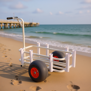 Chariot de pêche de plage D0100HAD1G7 avec pneus ballon en PU de 13 pouces, aluminium robuste, 8 porte-cannes, chariot de quai - Product Image 2
