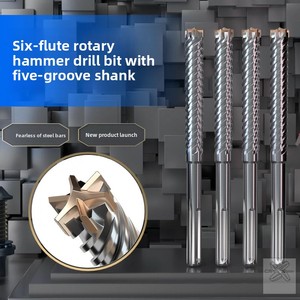 Mèche de perceuse à percussion SDS-MAX à 5 cannelures et 6 coupes, haute qualité, spécialement conçue pour l'ancrage des barres d'armature dans le béton <span class=keywords><strong>armé</strong></span>, Chine - Product Image 1