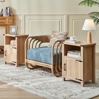 Table de chevet haute avec station de charge, table de chevet en bois avec tiroirs et étagère ouverte, table d'appoint rustique pour chambre à coucher