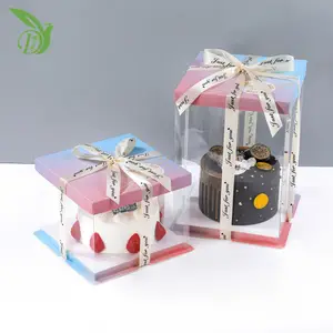Caixa de bolo para animais de estimação 12 polegadas, caixa transparente de bolo de presentes de aniversário de 10 cores