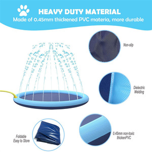PVC <b>Inflatable</b> Water Spray Mat For Dogs 170cm Outdoor Pet <b>Bathing</b> Play Toy Light Blue - Product Image 4