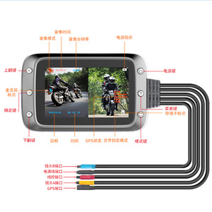 1080P เลนส์คู่ มุมกว้าง 140 องศา °   กล้องติดรถมอเตอร์ไซค์พร้อม GPS พร้อมระบบมองเห็นในเวลากลาง<span class=keywords><strong>คืน</strong></span>ความคมชัดสูง - Product Image 5