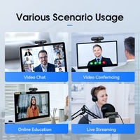 Cámara web USB 1080P, 30 fps, enfoque fijo con micrófono, cámara web para videoconferencias, Plug-and-Play sin controladores para ordenador portátil/PC