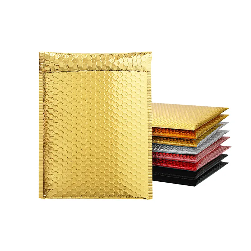 Factory Price Co-extruded Metallic Red Gold Bubble Mailers Padded Bubble Courier Bags