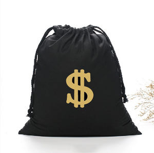 Portamonete personalizzabili per imballaggio a candela <span class=keywords><strong>borse</strong></span> per soldi <span class=keywords><strong>Mini</strong></span> cotone Custom borsa con coulisse in tela con simbolo del dollaro - Product Image 6