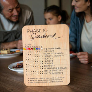Pafu 2025 <strong>Wooden</strong> Score <strong>Board</strong> with 8 Colored <strong>Pegs</strong> Eco-Friendly Phase 10 Card Game Tracker Fun for the Whole Family - Product Image 3