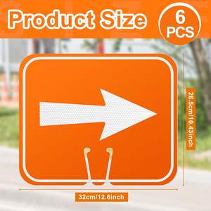 Cono de tráfico reflectante de alta intensidad, 6 uds., cono de tráfico, advertencia superior, flechas reversibles, señales direccionales - Product Image 2