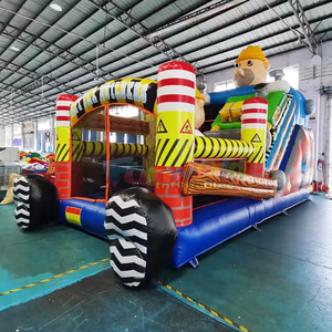 Tobogán inflable gigante para niños, de uso comercial, con temática de construcción, para exteriores, modelo Little Builder. - Product Image 1