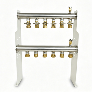 Collecteur de chauffage par le sol GHNOR6p à 6 ports en acier inoxydable pour système de chauffage radiant hydronique - Product Image 1