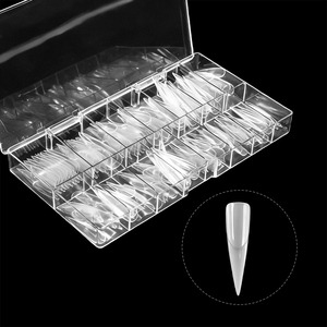 Formes doubles transparentes en forme de goutte d'eau pour manucure, à coller entièrement, pour extension d'ongles, longues, en forme d'amande et trapézoïdales, vente en gros - Product Image 6