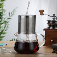 HIGHWIN Pot infusé à la main en verre borosilicaté pour bouilloire à café avec filtre en acier inoxydable