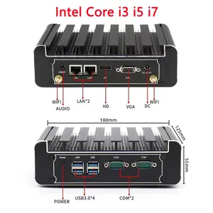 In-Tel Core I3 I5 I7 Micro Tiny Single Board Desktop Computer Barebone Fanless Mini PC With Dual Ethernet And SSD+HDD Support