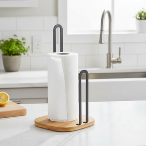 Portarotolo da cucina in bambù nero Elie - Product Image 3