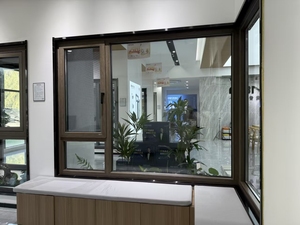 Gỗ hạt nhôm cửa sổ nhiệt phá vỡ Thiết kế đôi tráng men cách âm cho biệt thự - Product Image 6