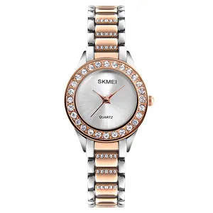 Skmei 1262 luxury rose gold women stainless steel wristwatch good quality ladies watches for small wrists
