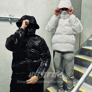 جاكيت بقلنسوة رجالي منفوخ عالي الجودة ومقاوم للرياح ومضاد للماء بسحاب، معطف دافئ منتفخ من تصنيع المصنع - Product Image 5