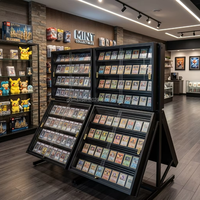 Vitrine de présentation de cartes gradées à 2 niveaux verrouillable avec éclairage LED, présentoir autoportant pour cartes à collectionner TCG pour magasin de détail
