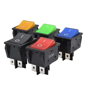 12V 24V 220V Lamp Light Illuminated Electric Push Button Rocker Switch On/off KCD4 20A 30A DPST Red Green Blue