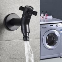 Robinet de Machine à laver mural en acier inoxydable 304, noir, robinet de piscine, jardin, salle de bain extérieure, robinet d'eau