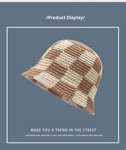 Gorro de cubo de frijol hueco de ganchillo de punto personalizado, gorro de ganchillo hecho <span class=keywords><strong>a</strong></span> mano de alta calidad, gorro tejido - Product Image 4