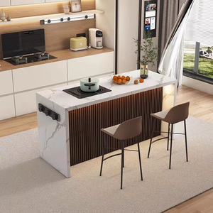 Isola da <span class=keywords><strong>Cucina</strong></span> con Bancone Bar, Top in Pietra Sinterizzata Moderna, Base in Legno Massello, Bancone Colazione Indipendente per <span class=keywords><strong>Cucina</strong></span> e <span class=keywords><strong>Sala</strong></span> da Pranzo - Product Image 3