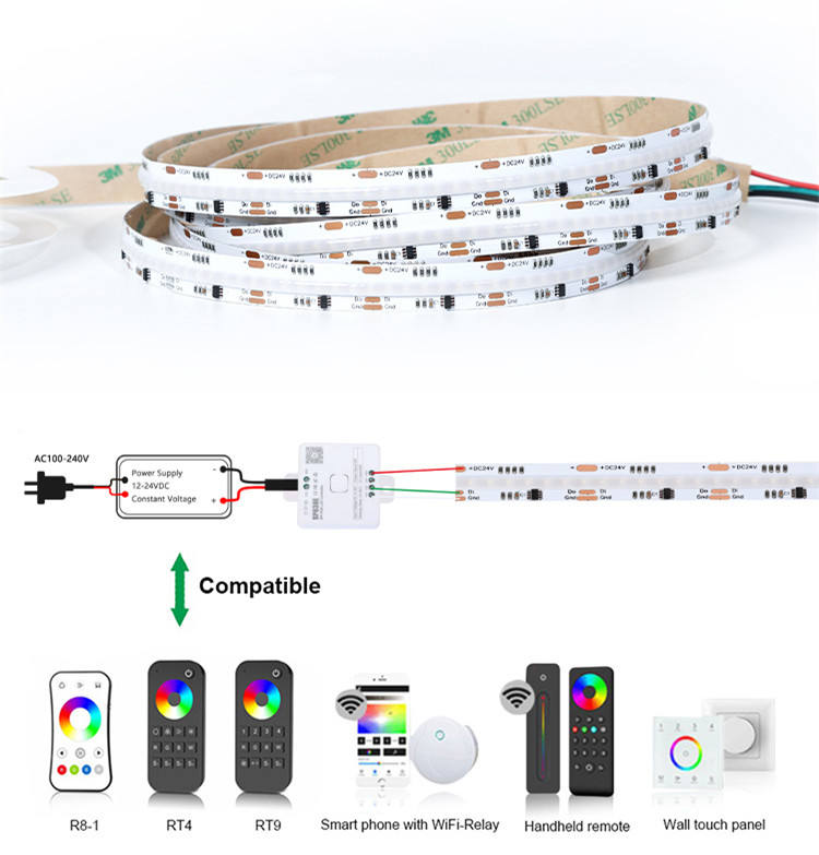 GMYSY-020 in Stock Colorful Flexible Led Cob Strip Rgb 12V/24VCob Led 8Mm Pcb