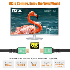 Venta caliente 2,1 V alta velocidad calidad 48Gbps <span class=keywords><strong>8</strong></span> K 60Hz 4K 120Hz <span class=keywords><strong>8</strong></span> K 2,1 cable HDTV 1 metro Cable <span class=keywords><strong>HDMI</strong></span> 1,5 metros con red de nylon - Product Image 4