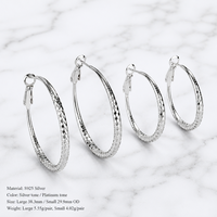 Anting-anting Hoop Perak Sterling S925 Elegan, Potongan Berlian, Ukuran Besar, Mewah, Grosir untuk Wanita