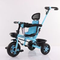 Tricycle 4-en-1 pour enfants de 1 à 5 ans, siège large et sécurisé, poussette bébé à pédales, chariot de poussée 10LBS, trottinette d'extérieur pliable pour bébé