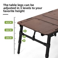 Ensemble table et chaises de camping en alliage d'aluminium, pliable, style néoclassique, mobilier d'extérieur, grain de bois noir, certifié