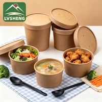 Seau à nourriture en papier kraft de 16 oz avec couvercles