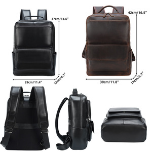 Tiding Genuine <b>Leather</b> <b>Backpack</b> 20L <b>Large</b> Capacity Multi Functional Business Travel Men's Shoulder Bag Black - Product Image 3