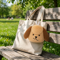 Porte-monnaie en peluche personnalisé en forme de chien, pochette en peluche OEM ODM, oreilles tombantes, fermeture éclair, poupée en peluche douce pour pièces de monnaie, cadeau