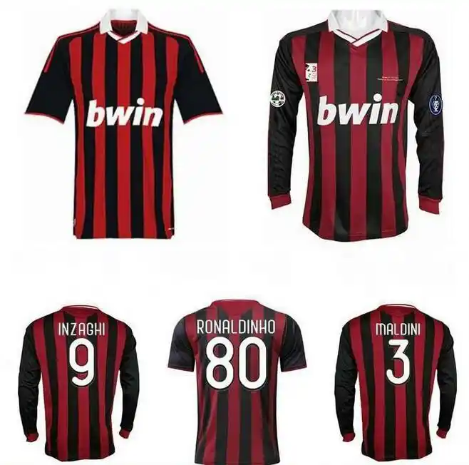 AC Milan 2009/10 Retro RONALDINHO # 80 Soccer Home Jersey - Size