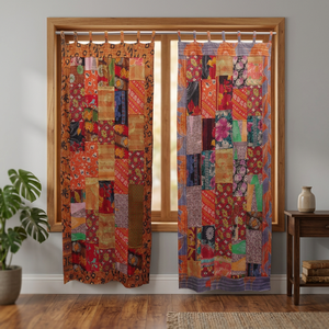En gros À La Main Coton Sari Patchwork Kantha Décor À La Maison Rideau - Product Image 4