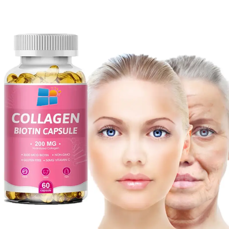 OEM/ODM/OBM Natural Marine Collagen Capsules Anti Aging Vitamin C Gluta Collagen Capsule Frozen Collagen Skin Whitening Capsules