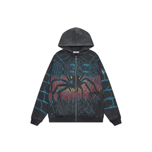 Felpa con Cappuccio di Alta Qualità in Cotone Pesante, Design Streetwear Y2K, Abbigliamento <span class=keywords><strong>Uomo</strong></span> VALLEY, Felpa Retro con Zip e Graffiti per <span class=keywords><strong>Uomo</strong></span> - Product Image 4