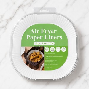 400 unidades de papel desechable antiadherente blanco de doble cara para freidora de aire, de 8 pulgadas, para hornear pan en cestas cuadradas o redondas, SGS - Product Image 2