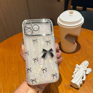 <span class=keywords><strong>Funda</strong></span> Transparente con Lazo Plateado Brillante para iPhone 17 16 15 14 13 12 11 Pro Max X Xr Xs Max, Cubierta Suave con Brillo - Product Image 4