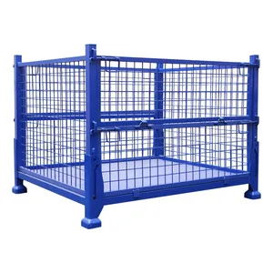 Logistic Customized Foldable Steel Box Warehouse Transportation Cargo Storage Pallet Stillage Cage