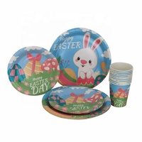 Gobelets et assiettes jetables en papier imprimé personnalisé décoratif pour fête de Pâques