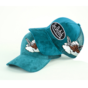 مخصص جودة عالية من جلد الغزال 5 لوحة مطرزة في الهواء الطلق الرجال سائق الشاحنة قبعة مع شعار مخصص - Product Image 3