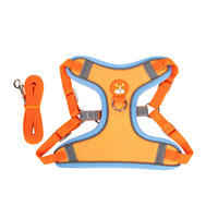 Harnais et laisse pour chien en nylon respirant et rembourré avec fermeture auto-agrippante pour chiens de petite/moyenne taille, utilisation en extérieur