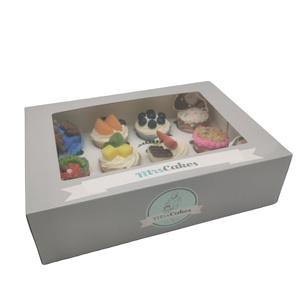 Tùy chỉnh các tông với bóng cán giấy thiết kế độc đáo <span class=keywords><strong>cupcake</strong></span> bao bì hộp với cửa sổ - Product Image 1
