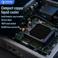 Radiateur en cuivre OCOCOO CRS80T T2, 30 mm d'épaisseur, entièrement en cuivre avec ports G1/4, ailettes ultra-denses, compact pour le refroidissement liquide des mini-servers