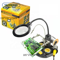 YAOGONG LED Light Helping Hands Magnifier Soldering Station,Magnifying Glass Stand With Auxiliary Clamp and Alligator Clip